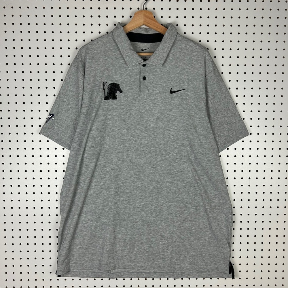 Nike 1 Cent Dri-Fit Mens XL Gray Polo Shirt Penny Hardaway Black Logo Golf PE